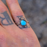 Vintage Sterling Turquoise Feather Ring 6