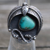 Vintage Sterling Turquoise Feather Ring 5.5