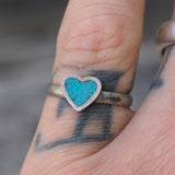 Vintage Sterling Turquoise Heart Ring 5.5