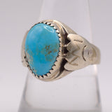 Vintage Sterling Turquoise Stamped Band Ring 9