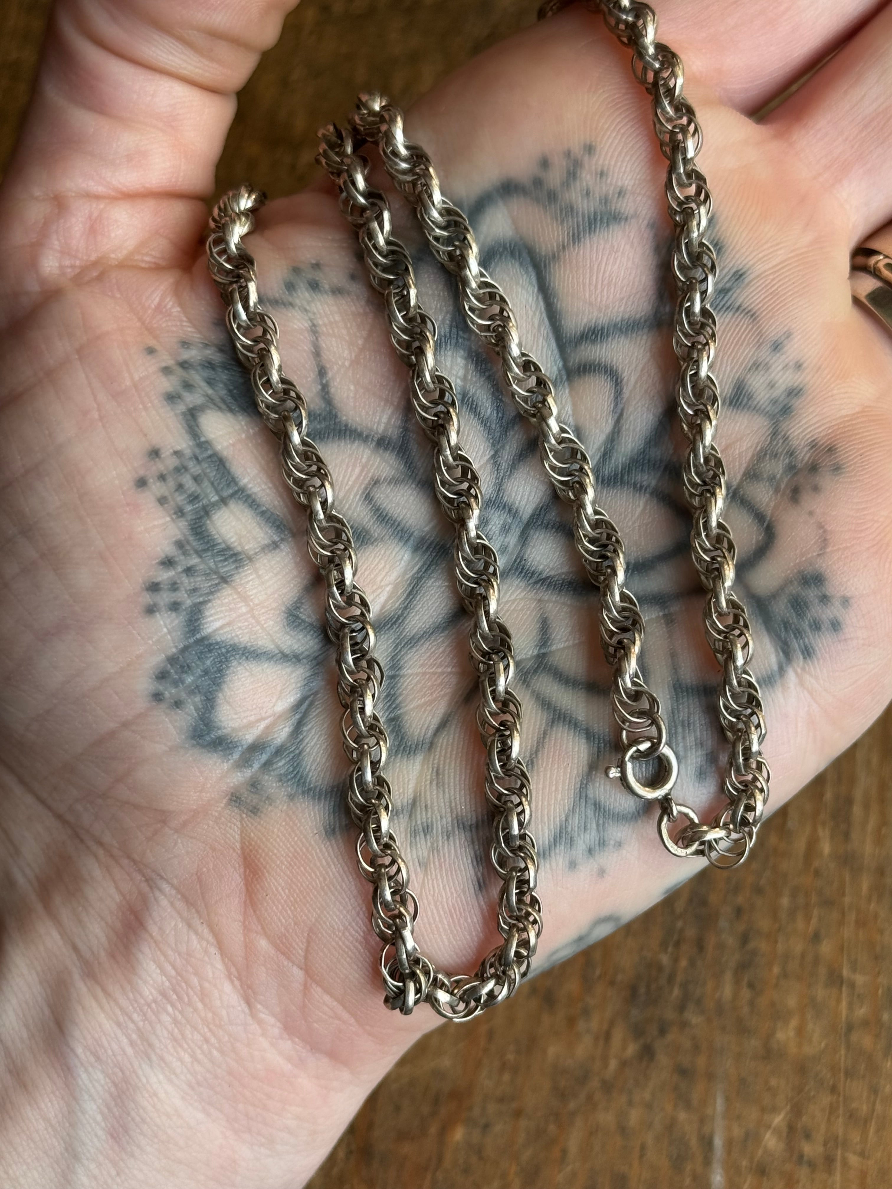 Vintage Sterling Silver 20” Rope Chain