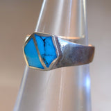 Vintage Sterling Turquoise Inlay Band 5.25