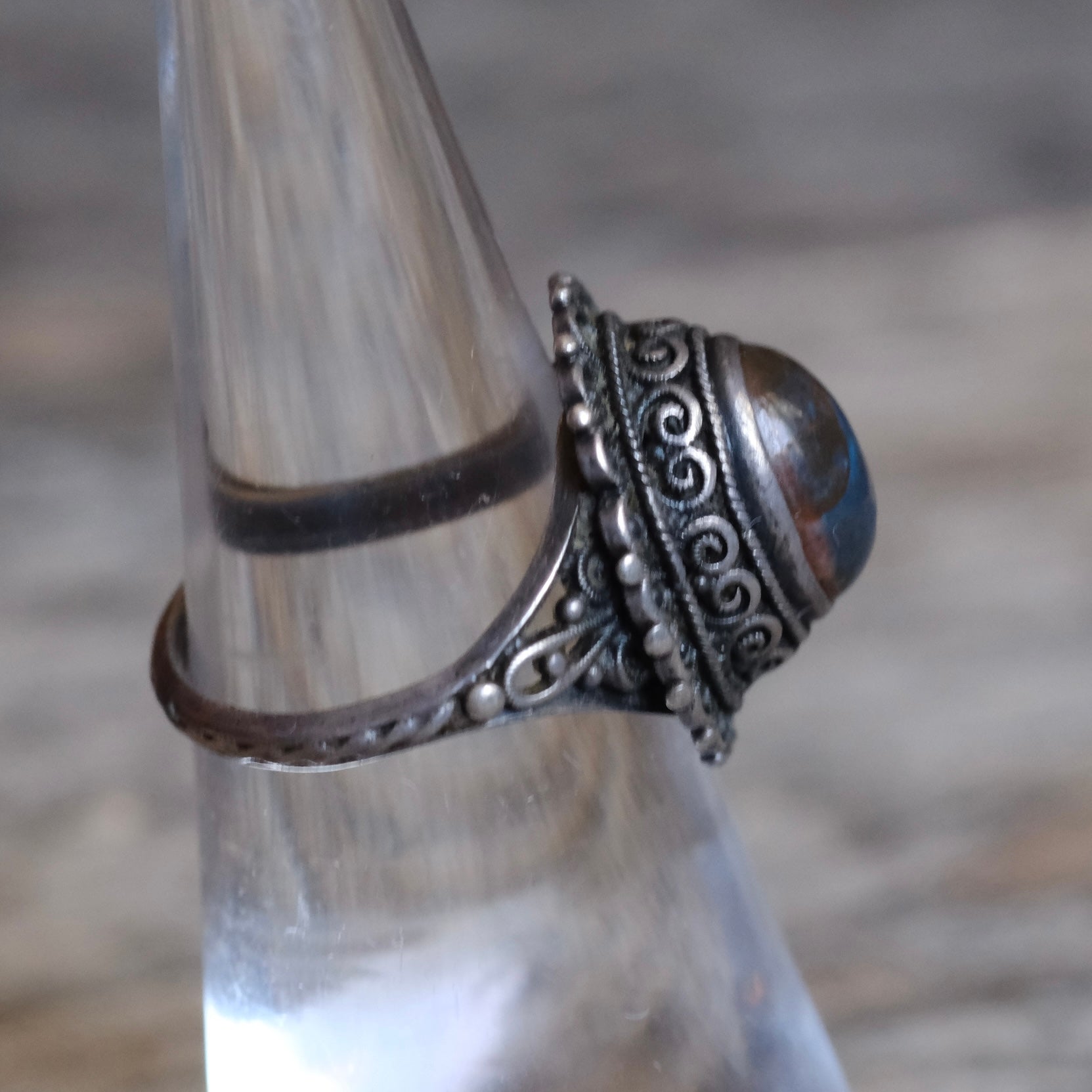Vintage Sterling Jasper Ring 4.75