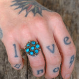 Vintage Sterling Turquoise Cluster Ring 5
