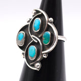 Vintage Sterling Turquoise Cluster Ring 6