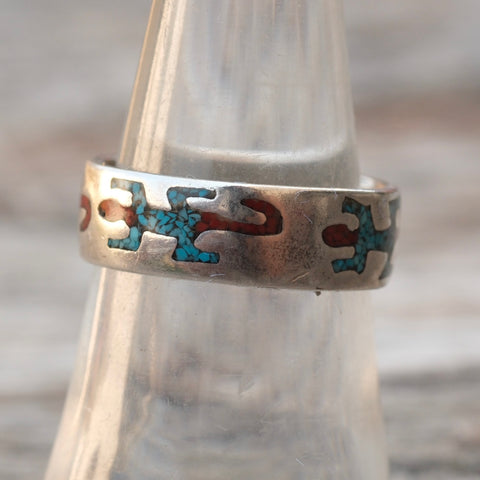 Vintage Sterling Inlay Lizard Band 7