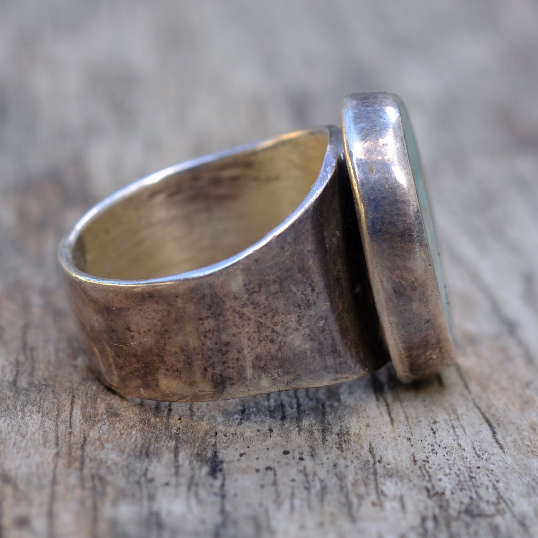 Vintage Sterling Turquoise Signet Ring 8