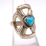 Vintage Sterling Turquoise Sandcast Ring 8