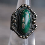 Vintage Sterling Turquoise Stamped Band Ring 5.25