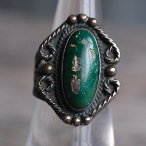 Vintage Sterling Turquoise Stamped Band Ring 5.25