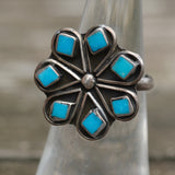 Vintage Sterling Turquoise Cluster Ring 5