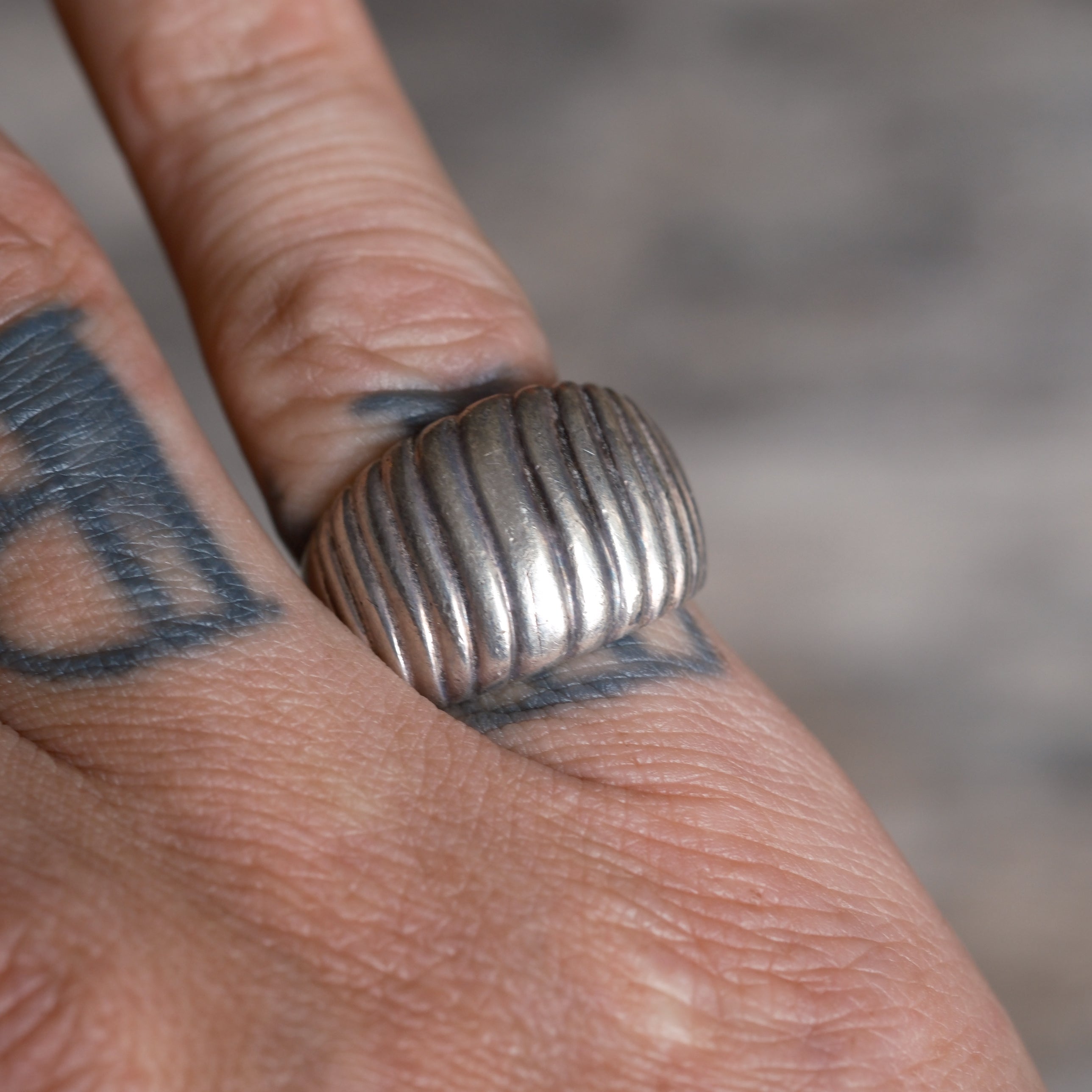 Vintage Sterling Silver Modernist Ring 7