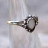 Vintage Sterling Mother Of Pearl Feather Ring 4.5