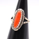 Vintage Sterling Coral RIng 6