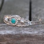 Vintage Sterling Turquoise Stamped Cuff