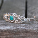 Vintage Sterling Turquoise Stamped Cuff