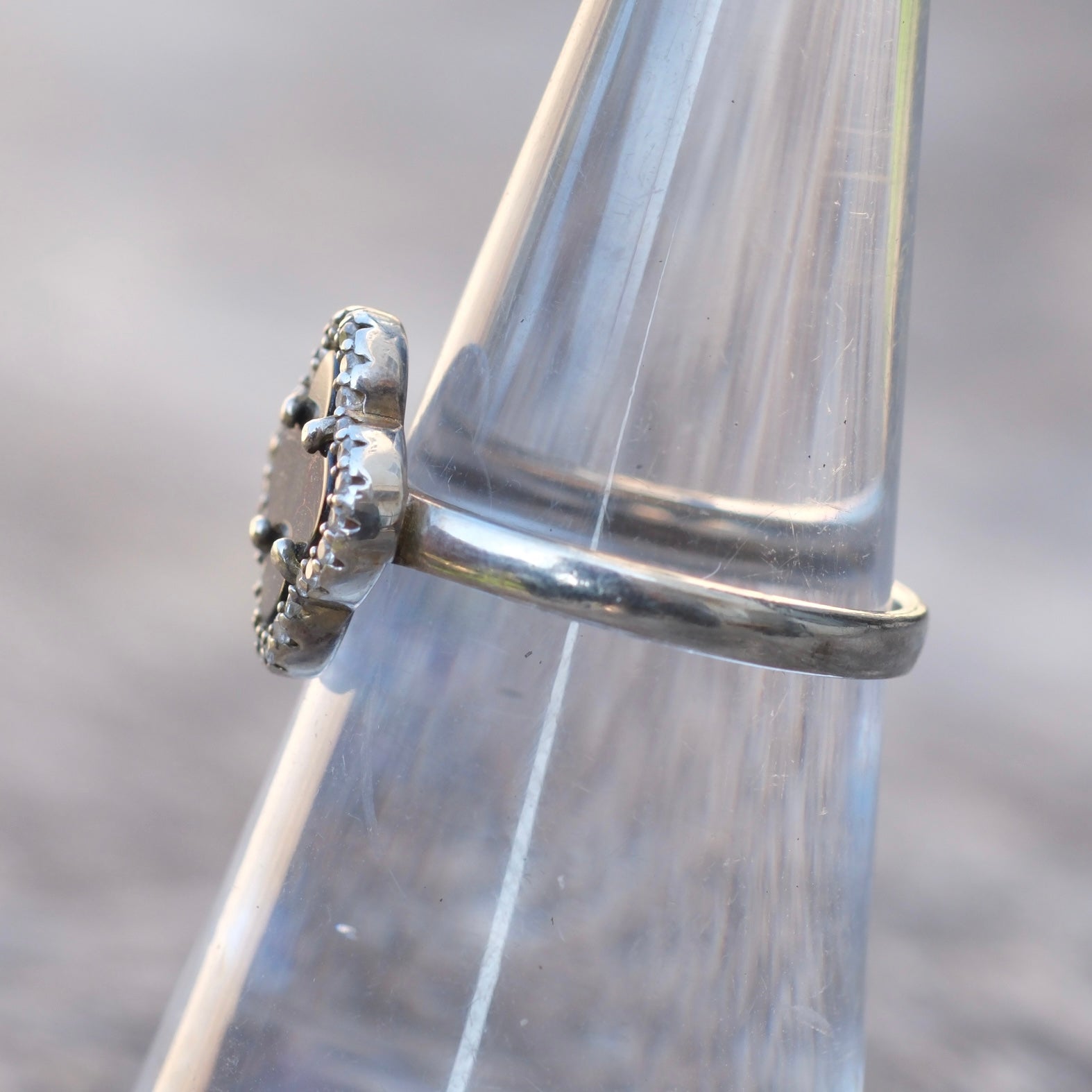 Sterling Silver Clover CZ Ring 6