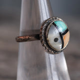 Vintage Sterling Zuni Inlay Roper Ring 5