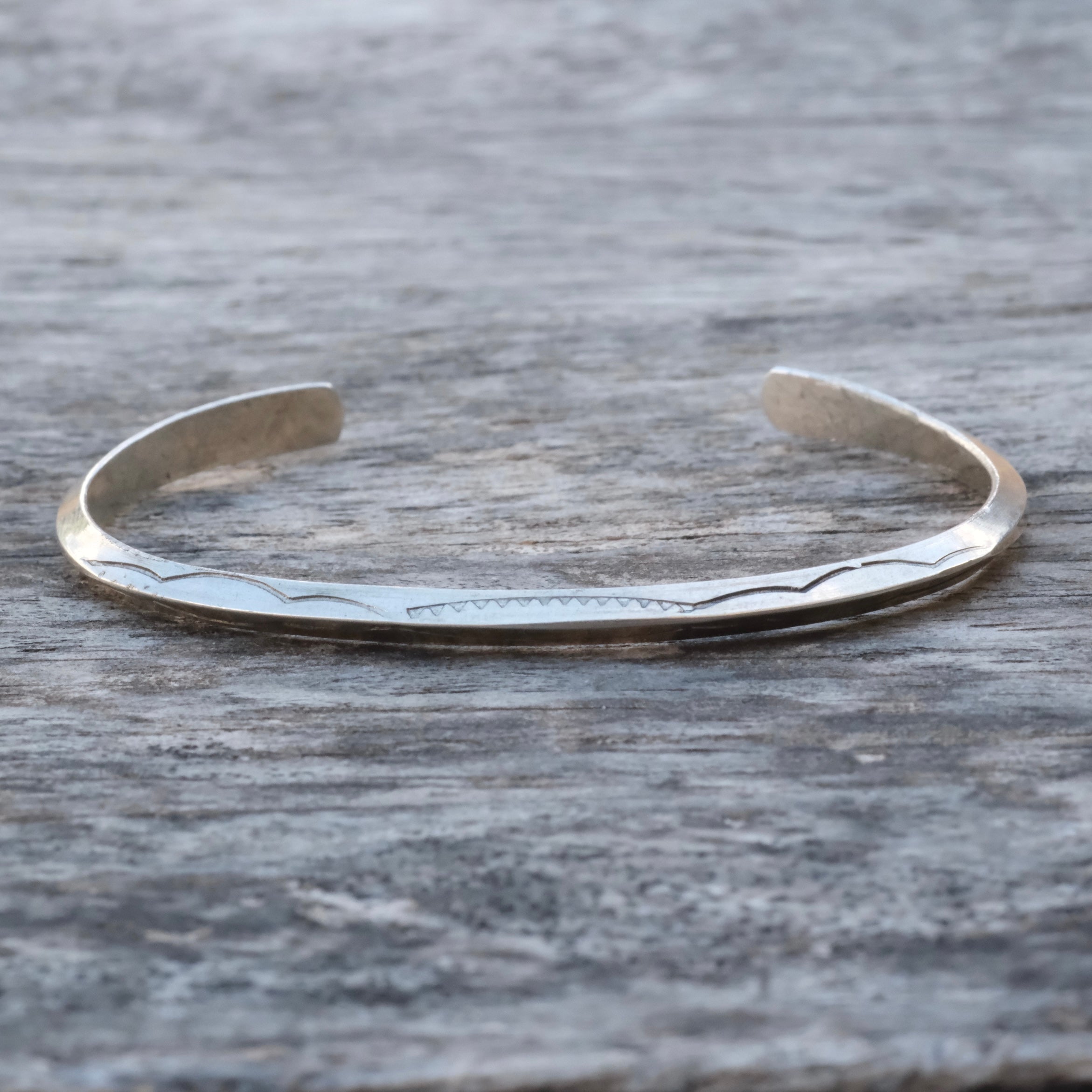 Vintage Sterling Stamped Triangle Cuff Bracelet