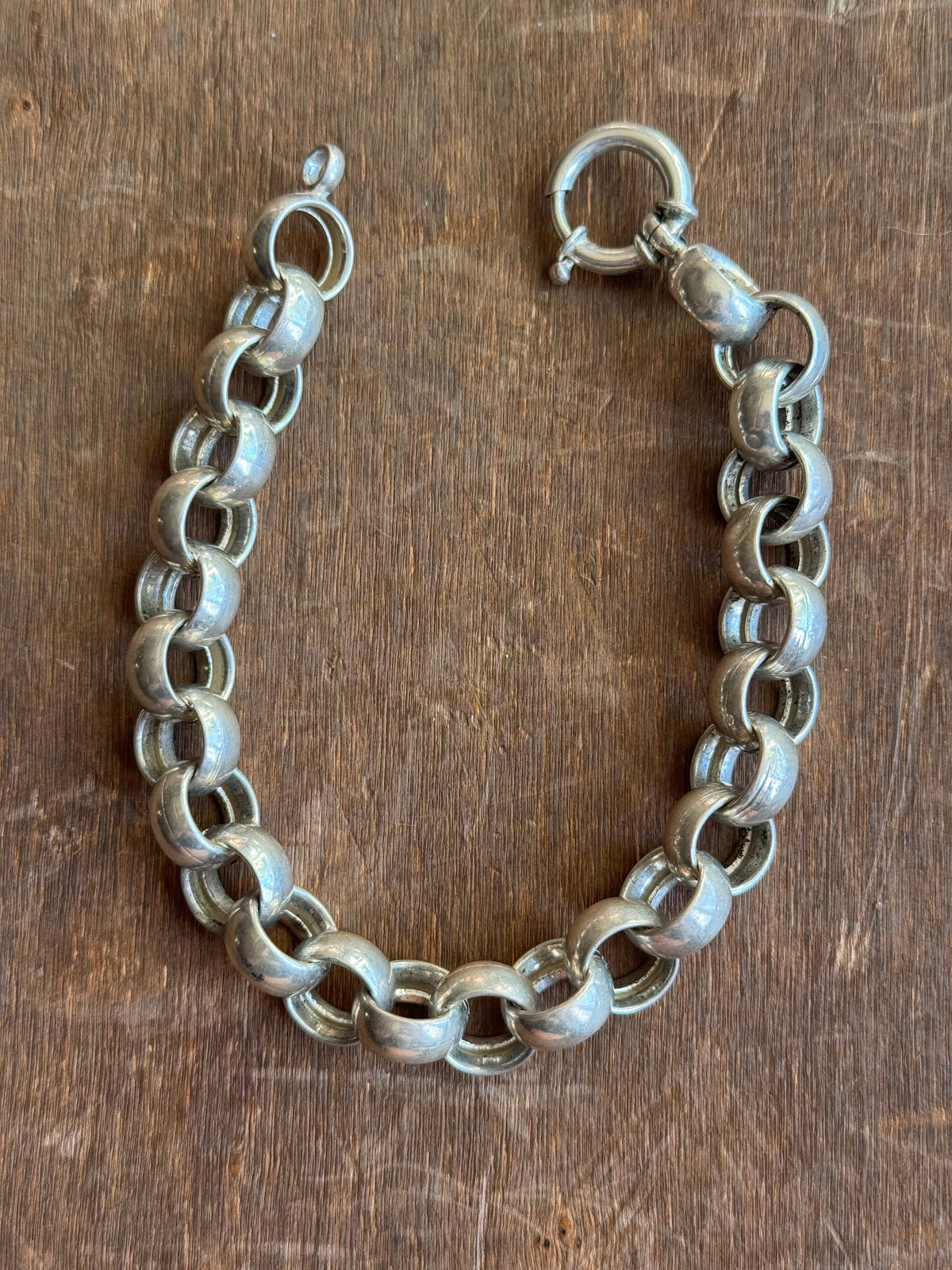 Vintage Sterling Silver 8.5” Chunky Rolo Chain Bracelet