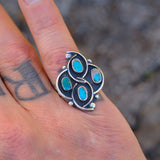 Vintage Sterling Turquoise Cluster Ring 6