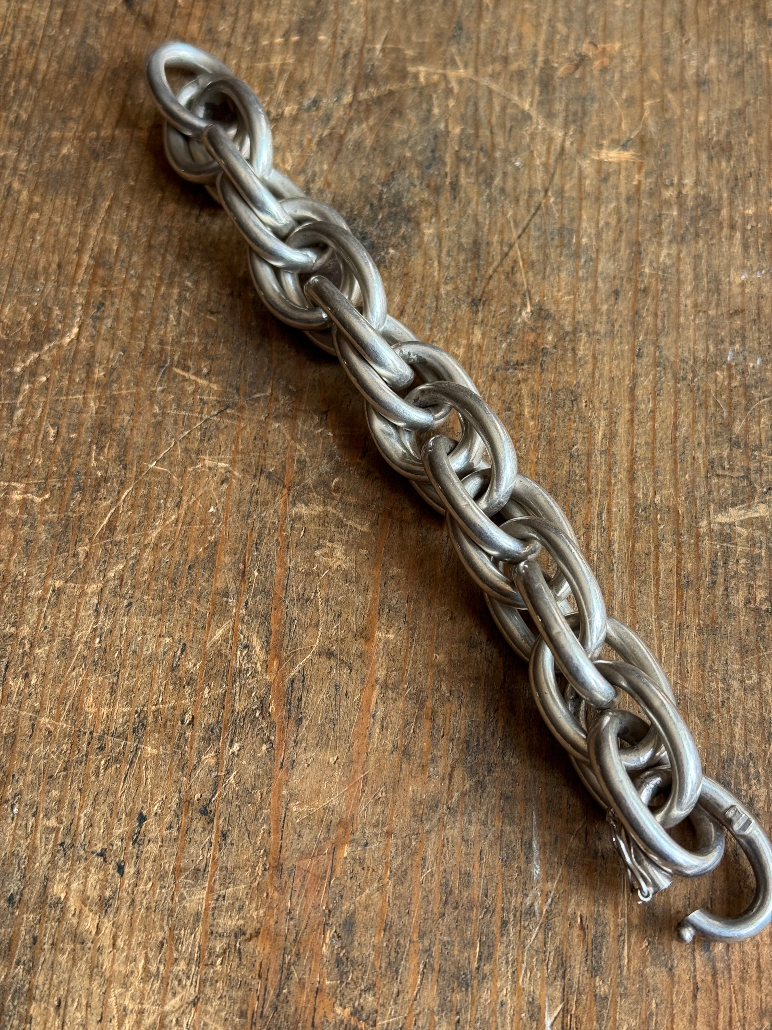 Vintage Sterling Silver 8” Massive Double Link Curb Chain Bracelet