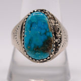 Vintage Sterling Turquoise Stamped Band Ring 11.5