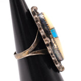 Vintage Sterling Turquoise and Mother Of Pearl Inlay Ring 7