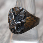 Vintage Sterling and Copper Eagle Ring 8.5