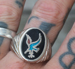 Vintage White Bronze Eagle Ring 12.75