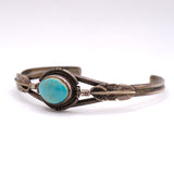 Vintage Sterling Turquoise Feather Cuff Bracelet