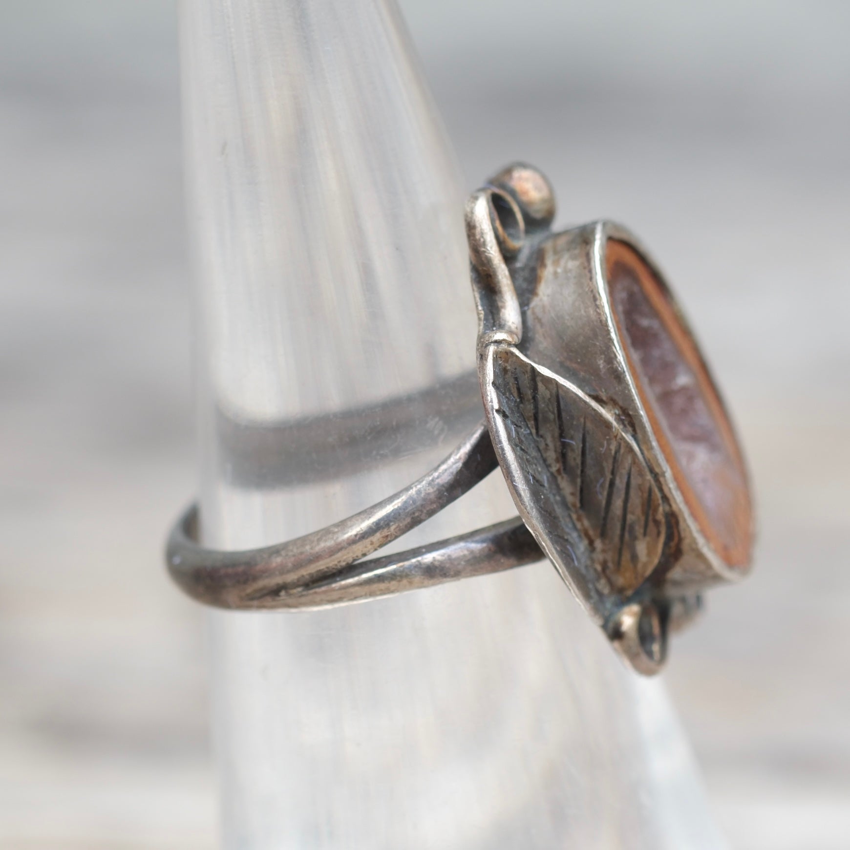 Vintage Sterling Geode Ring 5.25