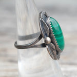 Vintage Sterling Malachite Feather Ring 7.25