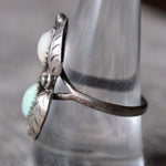 Vintage Sterling Turquoise and Mother Of Pearl Feather Ring 10