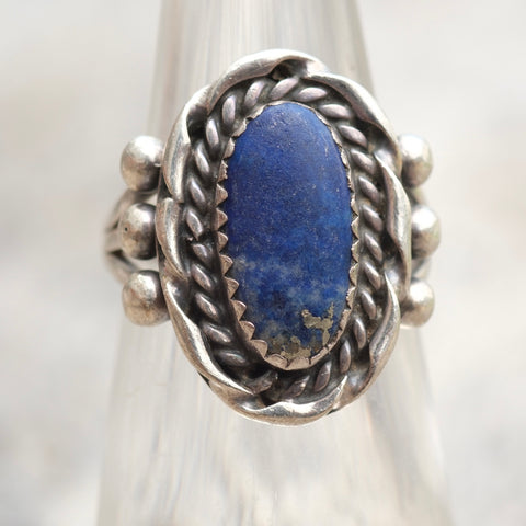 Vintage Sterling Lapis Ring 5.25