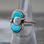 Vintage Sterling Effie Turquoise Snake Ring 6.5