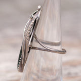 Vintage Sterling Blue Abalone Feather Ring 6
