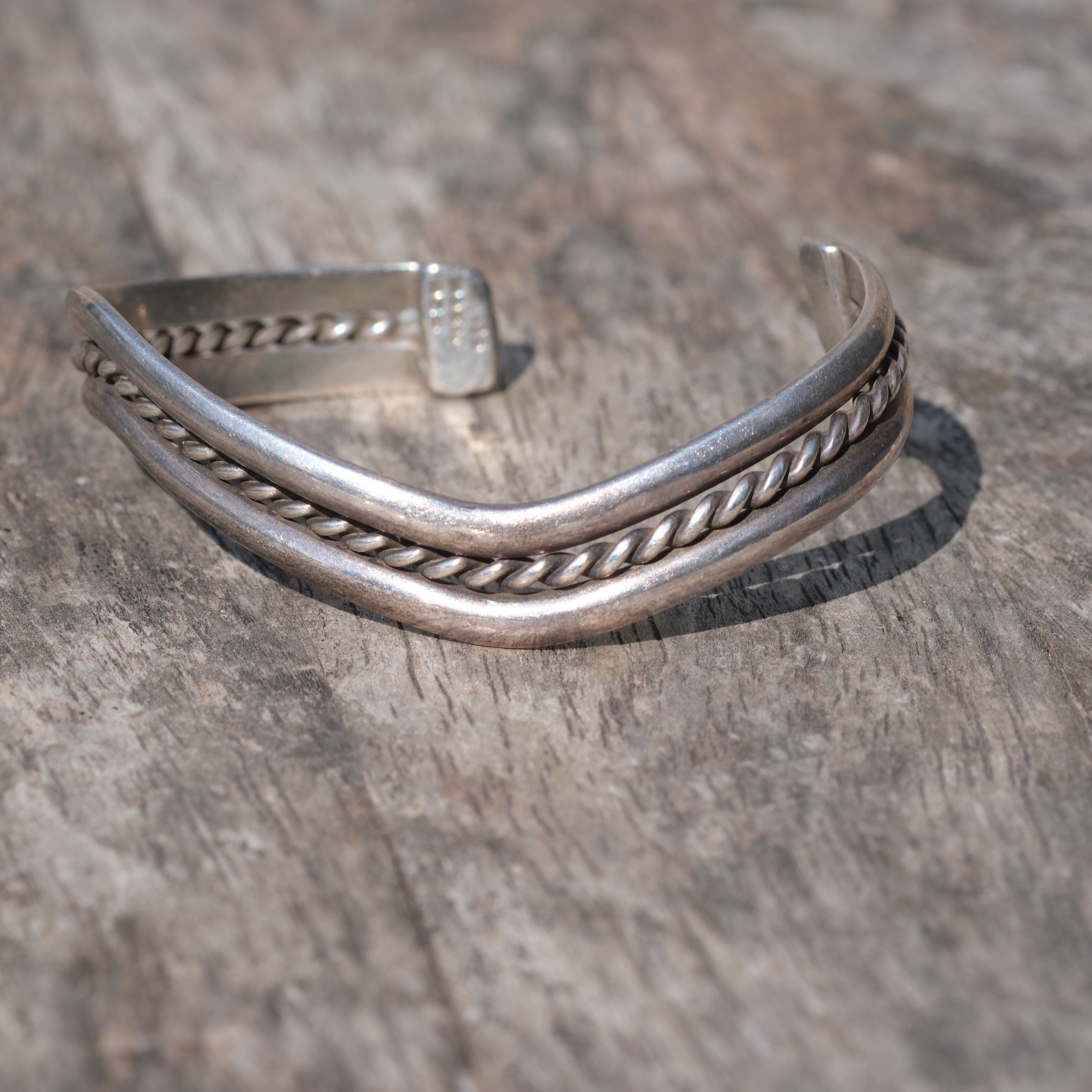 Vintage Sterling Silver Roped Wave Cuff