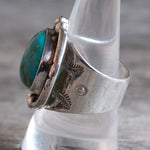 Vintage Sterling Turquoise Stamped Band Ring 9.5