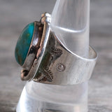 Vintage Sterling Turquoise Stamped Band Ring 9.5