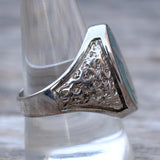 Vintage White Bronze Playboy Bunny Turquoise Ring 10.5