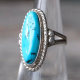 Vintage Sterling Turquoise Roper Ring 5.5