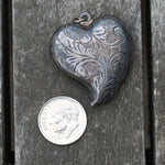 Vintage Sterling Engraved Heart Pendant