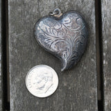 Vintage Sterling Engraved Heart Pendant