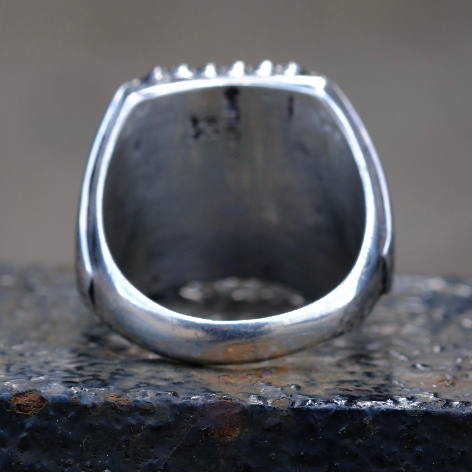 Vintage Sterling Turquoise Ribbed Band Ring 9