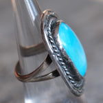 Vintage Sterling Turquoise Roper Ring 6.5