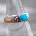 Vintage Sterling Turquoise Heart Band 6.5