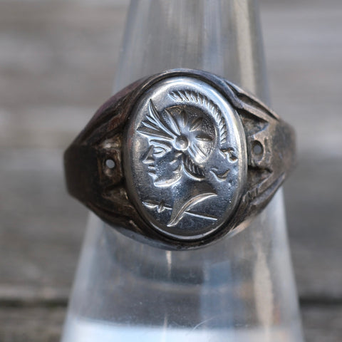 Vintage Sterling Centurion Signet Ring 8.5