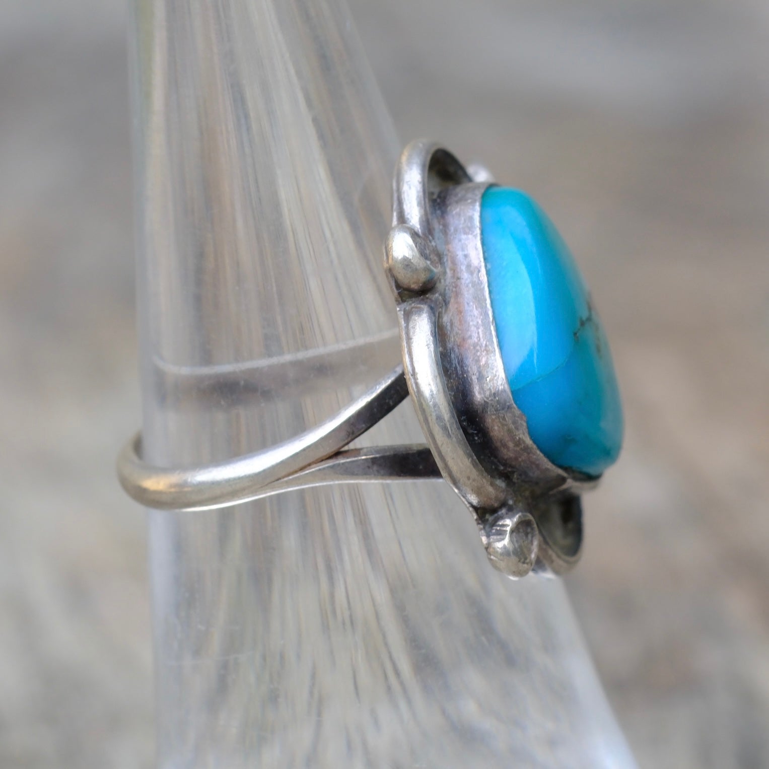Vintage Sterling Turquoise Florette Ring 6