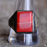 Vintage Sterling Agate Signet Ring 12